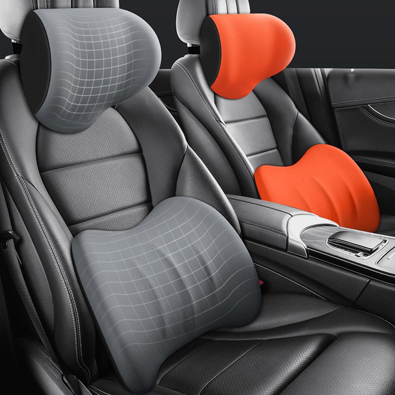 Ergonomic car seat headrest and lumbar cushion set