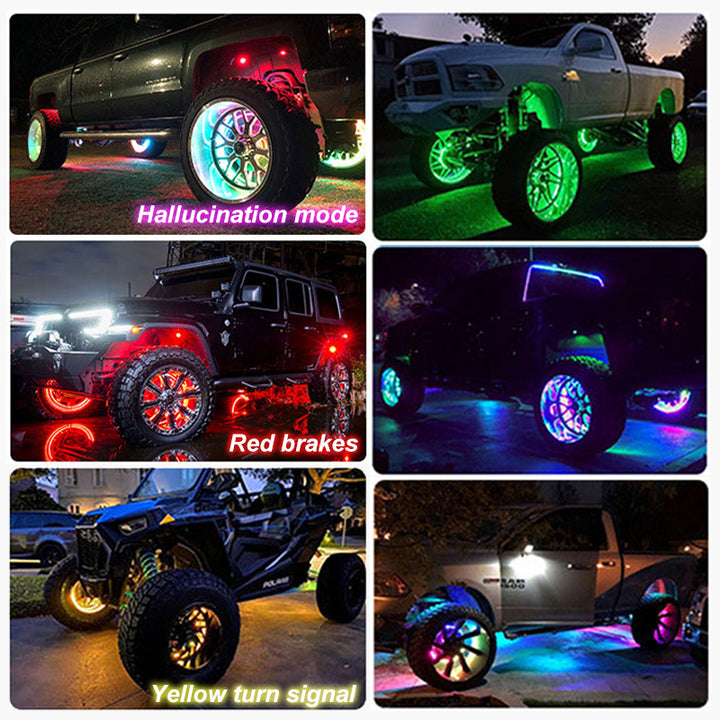 LED smart remote control car hub light ring 4-piece set