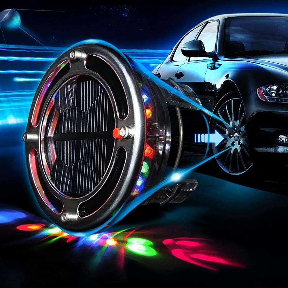 Smart remote control RGB solar car hub light