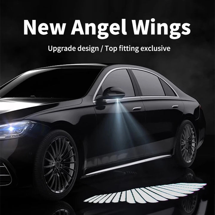 LED rearview mirror angel wings welcome light