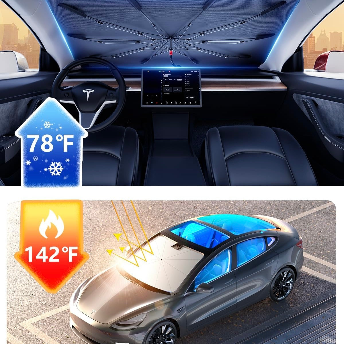 【2024】 Upgraded Version]Universal size car sunshade